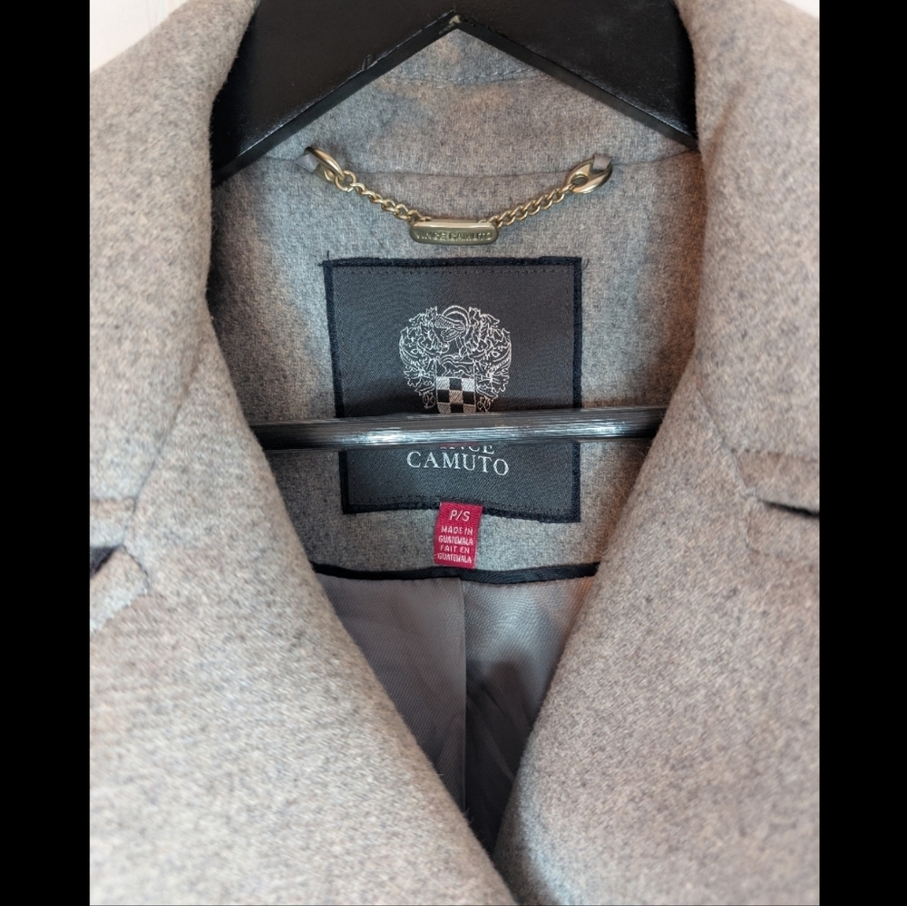 Vince Camuto Grey Wool Blend Double-Breasted Coat – Size Small - Picture 2 of 16